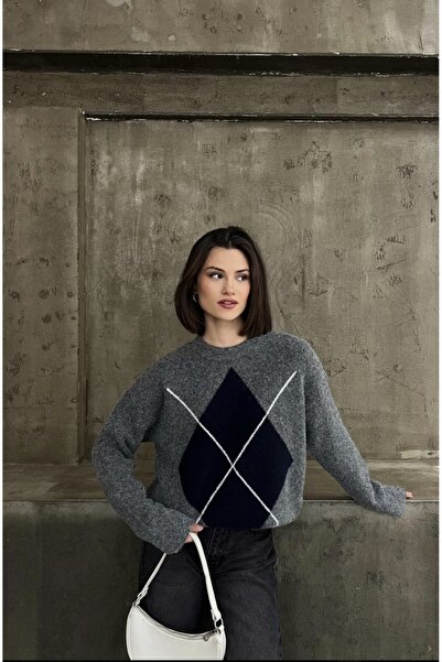 fujya Baklava Pattern Oversize Iris Knitwear Sweater