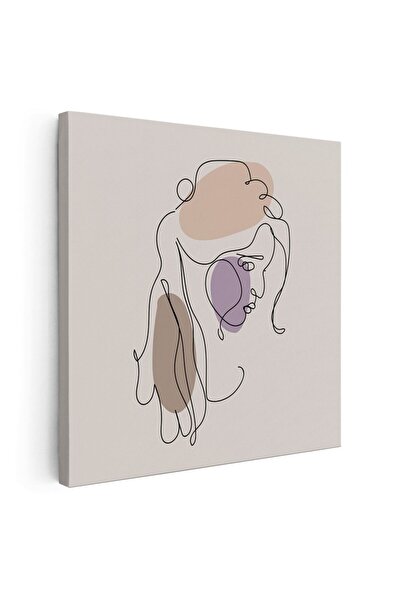 Tablou Canvas Boho minimalism portret femeie, crem, mov, cod 1249