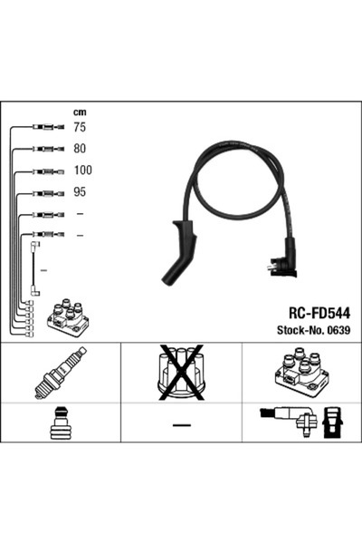 NGK Ignition Wiring Set Ford Fiesta 4/Fiesta Van/Spacious Sedan/Ka Mazda 121 3