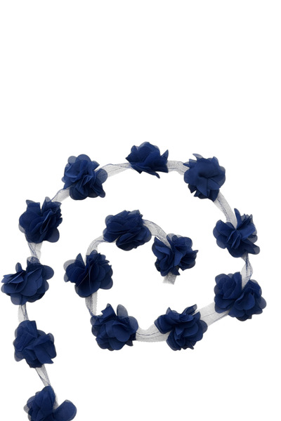 kalben accessories شريط زهور زخرفي باللون الأزرق الداكن - زهور مقطوعة بالليزر...