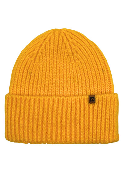 Sofist İstanbul Yellow Unisex Beanie Lp Collection Yellow Soft Wool Folded Ribbed Knit Beanie