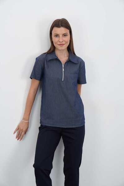 VİZYON UNIFORM Exclusive Lycra Kot Kombin Fermuarlı Takım Hemşire forması, Ce...