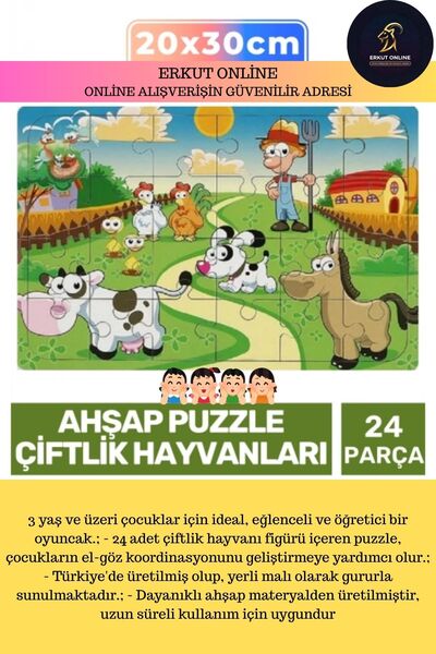 ERKUT ONLİNE Özel Eğitici Zeka Geliştirici Öğretici El Göz Koordinasyonu Ahşa...