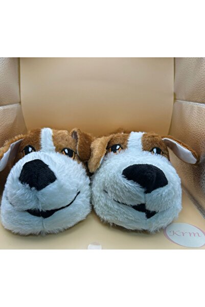 krm dünya ürünleri Plush Slippers with Cute Dog Figure