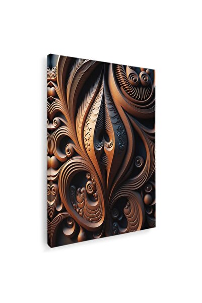 Tablou Canvas sculptura lemn detalii, maro, negru, cod 1082