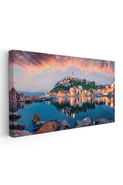 Tablou Canvas Tablou peisaj Vrbnik la apus Croatia, cod 1841