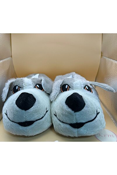 krm dünya ürünleri Plush Slippers with Cute Dog Figure