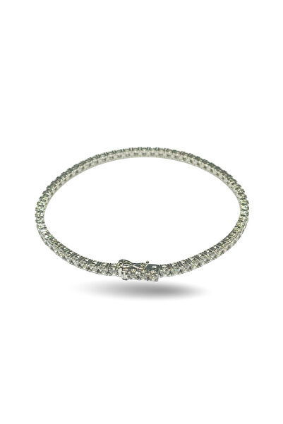 Can Saygı Kuyumculuk Sıra taş su yolu bileklik 14 ayar beyaz altın bileklik