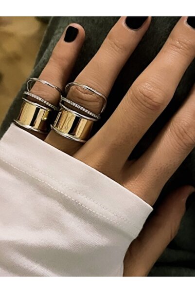 Finery by Nerrs خاتم ذهبي اللون بتصميم خطوط كاملة التفاصيل، (بدون رقم، مقاسات...