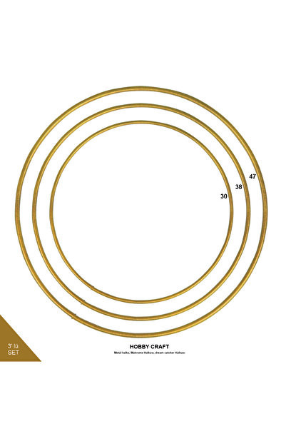 shop Mat Gold Metal Makrome Halka Seti 3’lü (30, 38, 47 cm) – Duvar Süsü ve A...