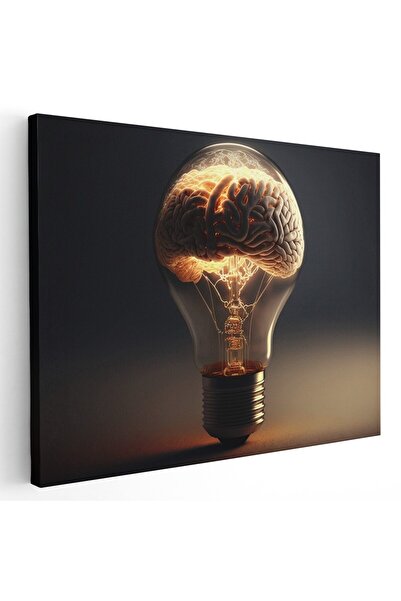 Tablou Canvas bec cu un creier uman inauntru, galben, maro, cod 1114