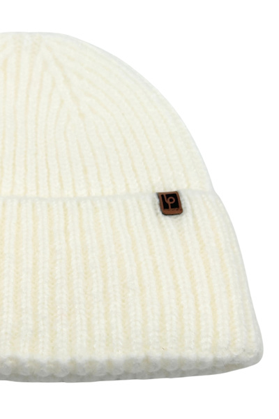 Sofist İstanbul Ecru Unisex Beanie Lp Collection Ecru Soft Wool Folded Ribbed Knit Beanie