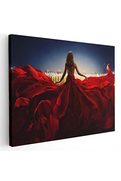 Tablou Canvas Tablou model cu rochie rosie lunga fluturand, cod 1725