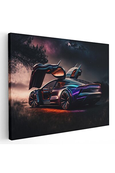 Tablou Canvas futuristic Porsche creat de Tesla, mov, negru, cod 1142