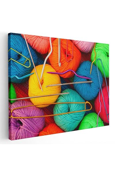 Tablou Canvas gheme si andrele pentru tricotat, multicolor, cod 1272