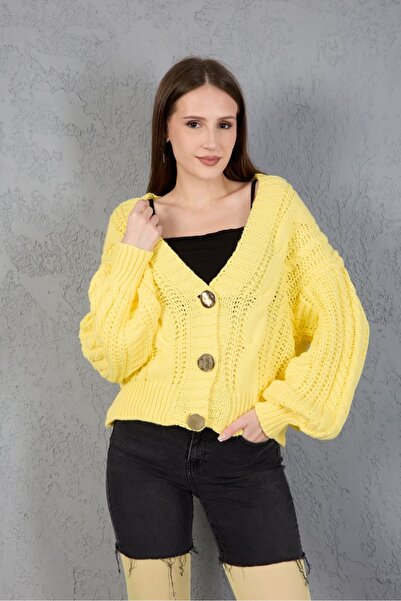 sumoda Tricotaj pentru femei Cardigan Pulover Decolteu în V cu nasturi Gros M...