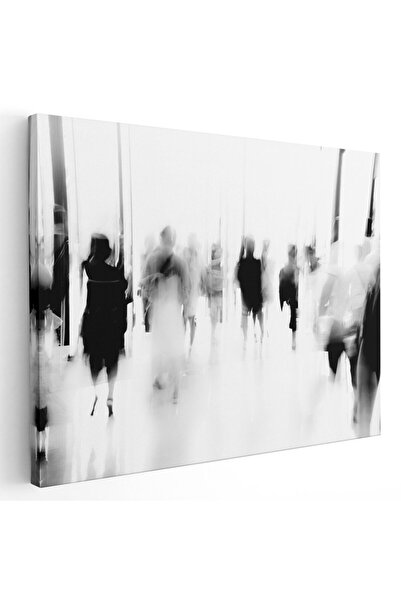 Tablou Canvas Tablou siluete difuze oameni trecand alb negru, cod 1882