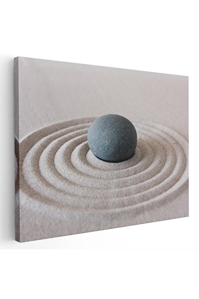 Tablou Canvas piatra Zen si nisip, crem, gri, cod 1311