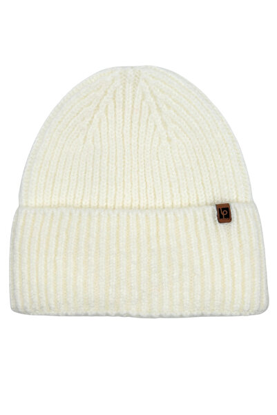 Sofist İstanbul Ecru Unisex Beanie Lp Collection Ecru Soft Wool Folded Ribbed Knit Beanie