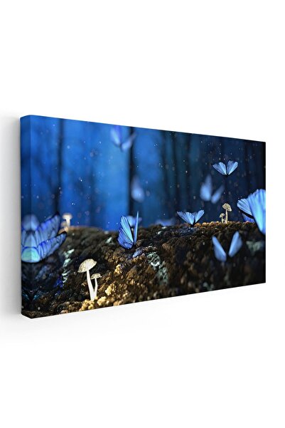 Tablou Canvas Tablou fluturi albastri ciuperci natura, cod 1839