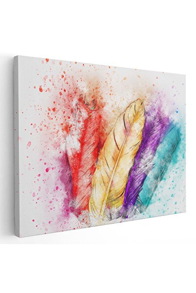 Tablou Canvas pene pictura acuarela multicolor, cod 1183