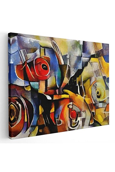 Tablou Canvas Tablou pictura ulei stil cubism flori multicolor, cod 1447