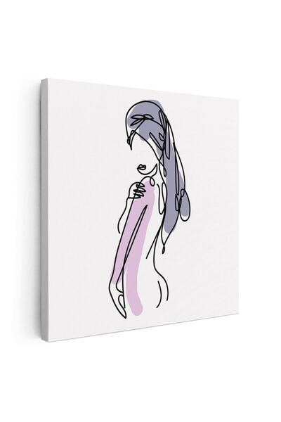 Tablou Canvas Tablou Boho minimalism silueta femeie, roz, gri, cod 1252