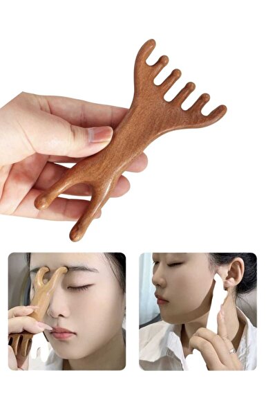 VEYA قطعة مشط تدليك الوجه الخشبي العطري أداة تدليك الوجه