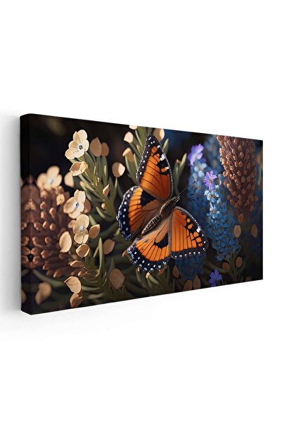 Tablou Canvas Tablou fluture pe flori portocaliu, cod 1702