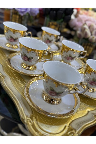 Handmade Esterhomedecor 6 Person Porcelain Coffee Cup Set