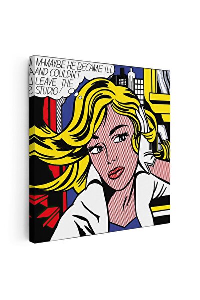 Tablou Canvas pop art M-Maybe de Roy Lichtenstein, galben, cod 1338