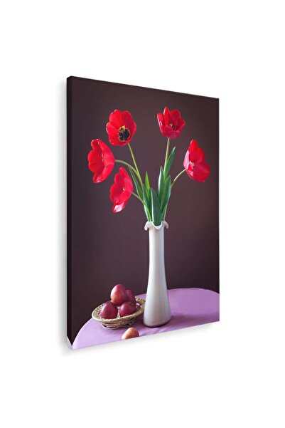 Tablou Canvas Tablou vaza cu lalele rosii, cod 2611