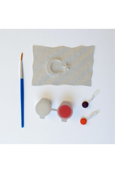 Marka 12 adet Türk Bayrağı Boyama Seti -Taş Tozu Bayrak