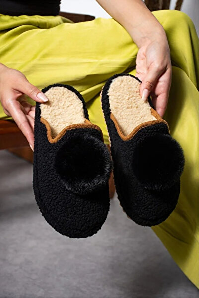 Behtah Kundura Kadın Ponpon Desenli Lohusa Doğum Sonrası Kaymaz Hafif Tabanlı...