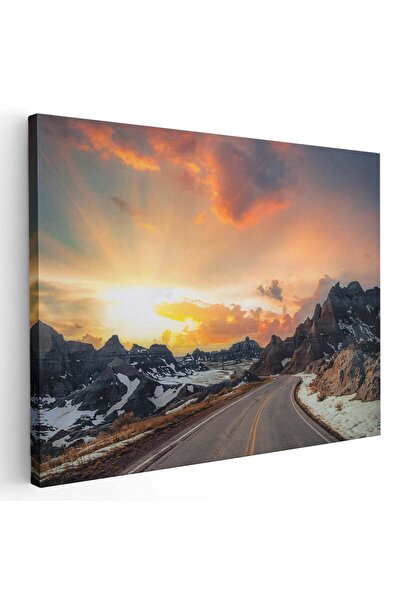 Tablou Canvas Tablou peisaj sosea printre munti apus, cod 2730