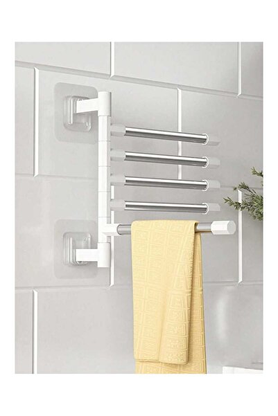 VEYA رف المناشف من الفولاذ المقاوم للصدأ بدون حفر ، رف حمام قابل للتدوير وللط...