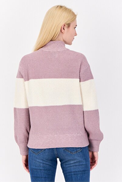PİNK ROSE Women Turtle Neck Stripped Sweater, Multi Color