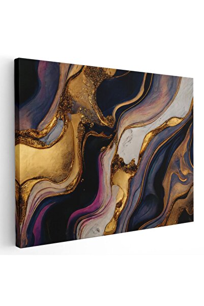 Tablou Canvas Tablou abstract imitatie marmura, auriu, maro, albastru, cod 1413