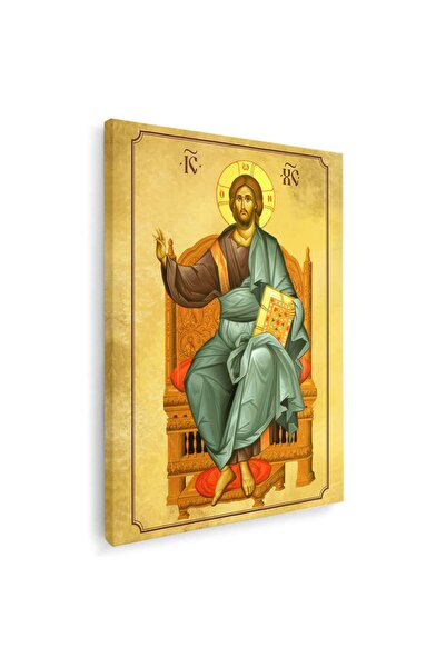 Tablou Canvas Icoana Iisus Hristos pe tron cu cartea, cod 5575