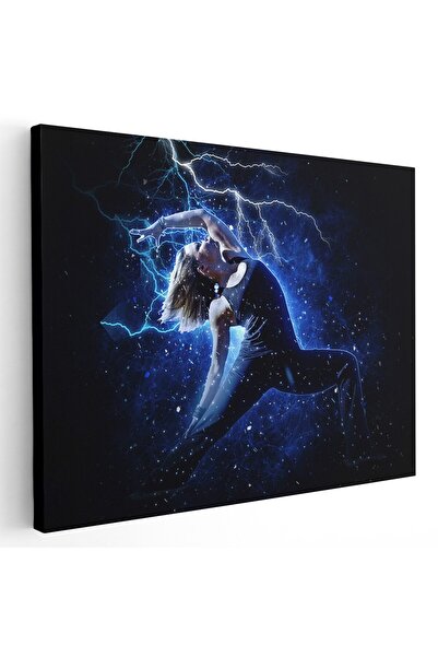 Tablou Canvas Tablou femeie dansand inconjurata de fulgere, albastru, cod 1355