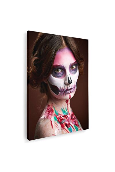 Tablou Canvas Tablou portret femeie cu machiaj halloween craniu, cod 4318
