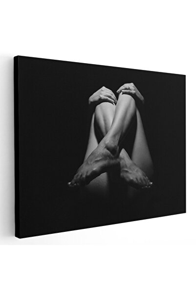 Tablou Canvas nud femeie detaliu picioare, negru, alb, cod 1107