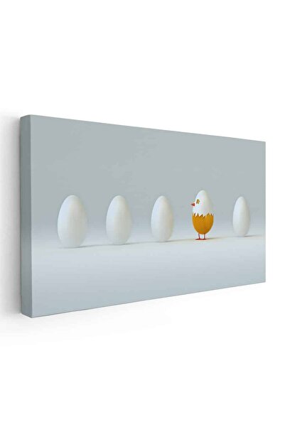 Tablou Canvas Tablou cinci oua aliniate, cu un pui nou nascut, cod 5219