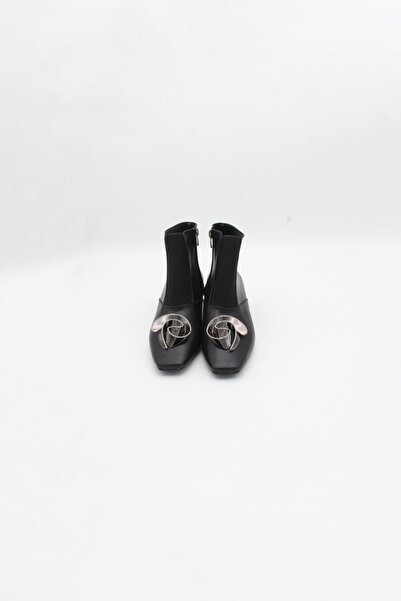 ENDİCAN 2068 R-135 Kadın Topuklu Bot SIYAH CILT PLATIN