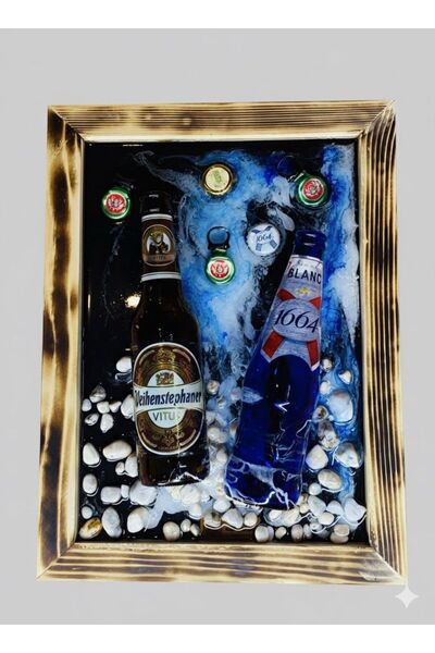 ArtisticDesigns EPOKSİ TABLO (BLANCE-WEİHENSTEPHANER) KIRIK ŞİŞE SANATI