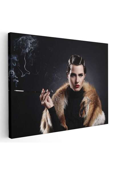 Tablou Canvas Tablou portret femeie cu tigara stil anii 20, cod 4350