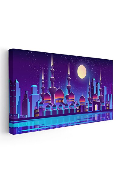 Tablou Canvas Tablou peisaj nocturn cu moschee si cladiri moderne, cod 5506