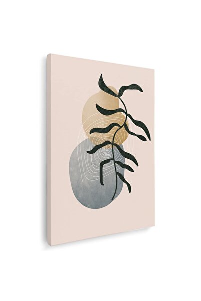 Tablou Canvas Boho minimalism plante in nuante maro, gri, negru, cod 1057