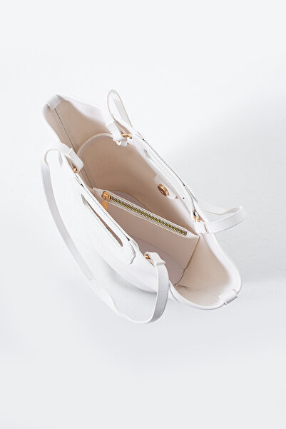 HERCAİ White Stitching Detailed Dual-Use Bucket Hand and Shoulder Bag