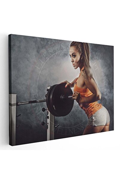 Tablou Canvas Tablou femeie langa aparat fitness cu haltere, cod 3292